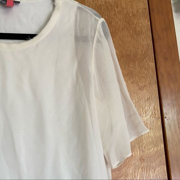 🍄 VINCE 100% Silk Sheer White Blouse Tank Top - Picture 2 of 9
